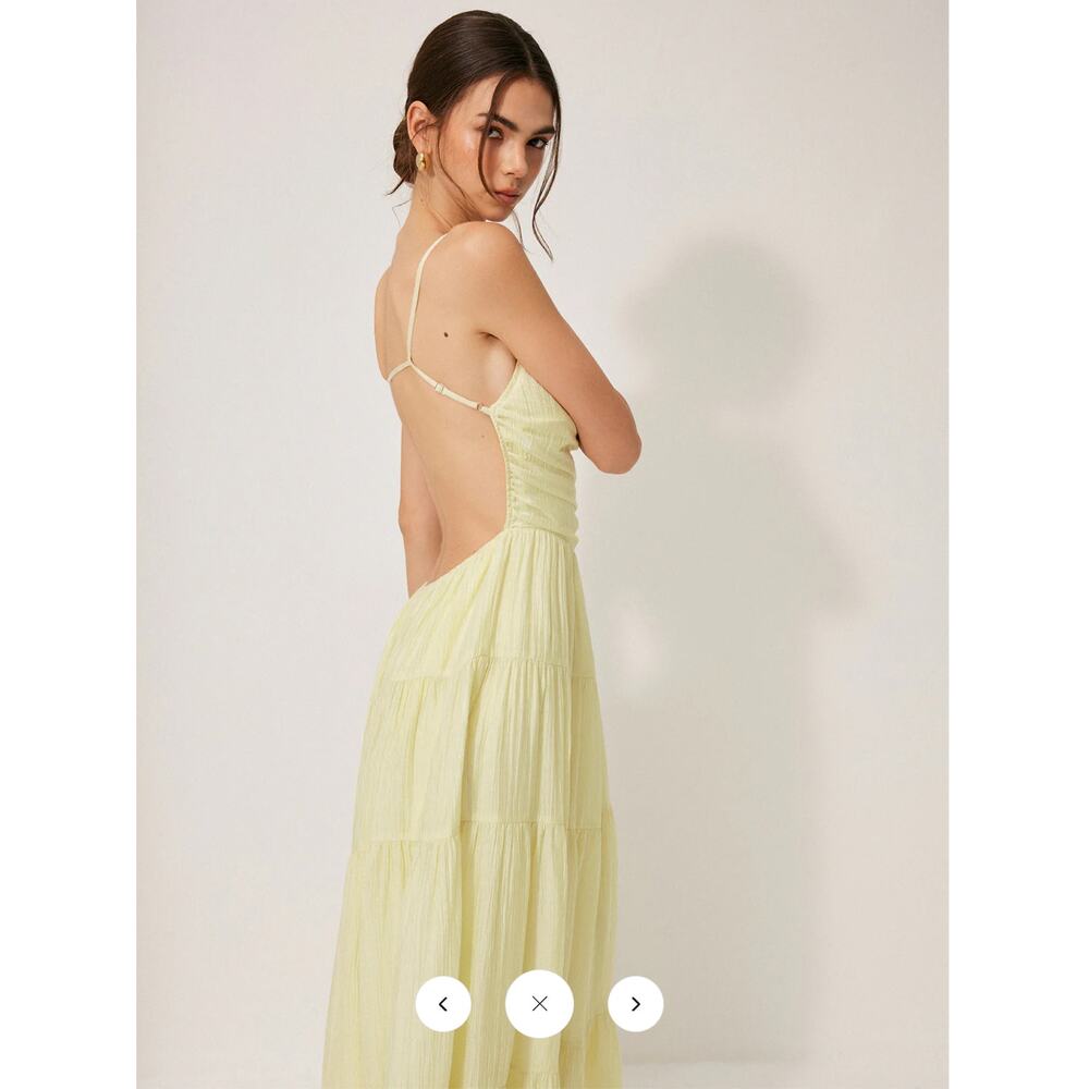 NWT Commense Pleated Backless Tiered Cami Dress Sz M - Picture 2 of 5